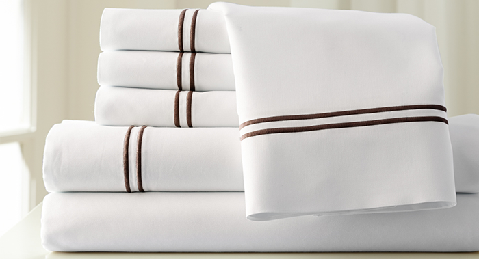 HOTEL EMBROIDERED SHEET SET CHOCOLATE